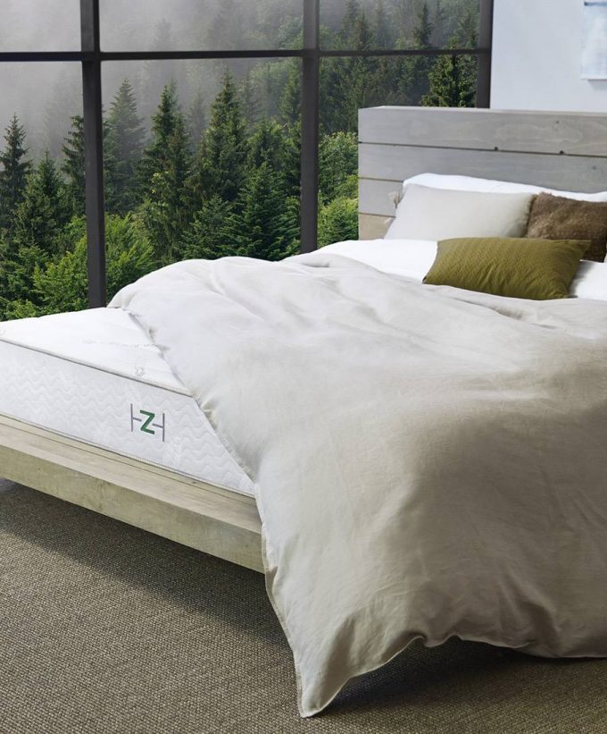 Elegant Dark Brown Tufted Bed With PranaSleep Super Vinyasa Super Plush Mattress And Headboards Queen Plus Small Bedside Table With Table Lamp