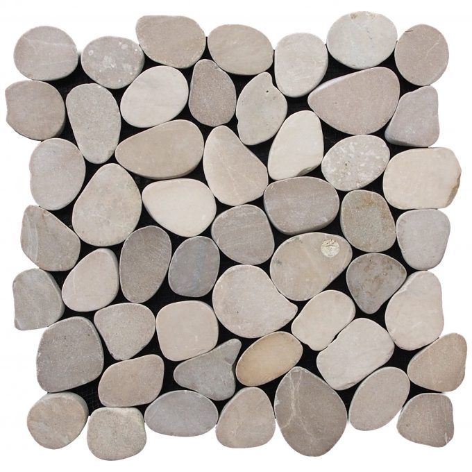 Cozy Sliced Pebble Tile Natural Grey Blend For Inspiring Shower Room Flooring Design Ideas