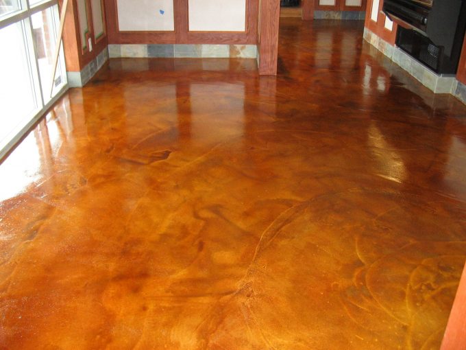 Rustic Staining Concrete Floors With High Gloss Acid Staining Concrete Floors