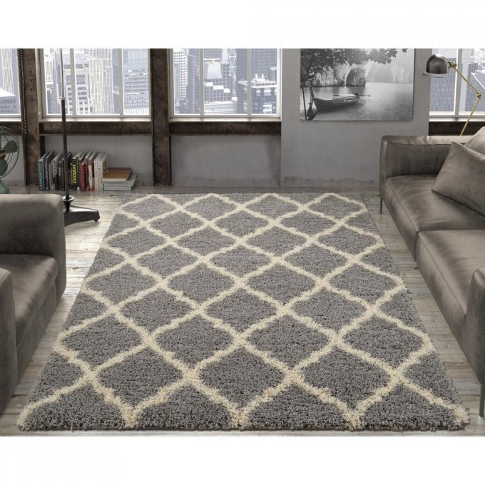 Small Space Living Room Design With Grey Area Rug And Modern Gray Sofa On Laminate Wood Flooring