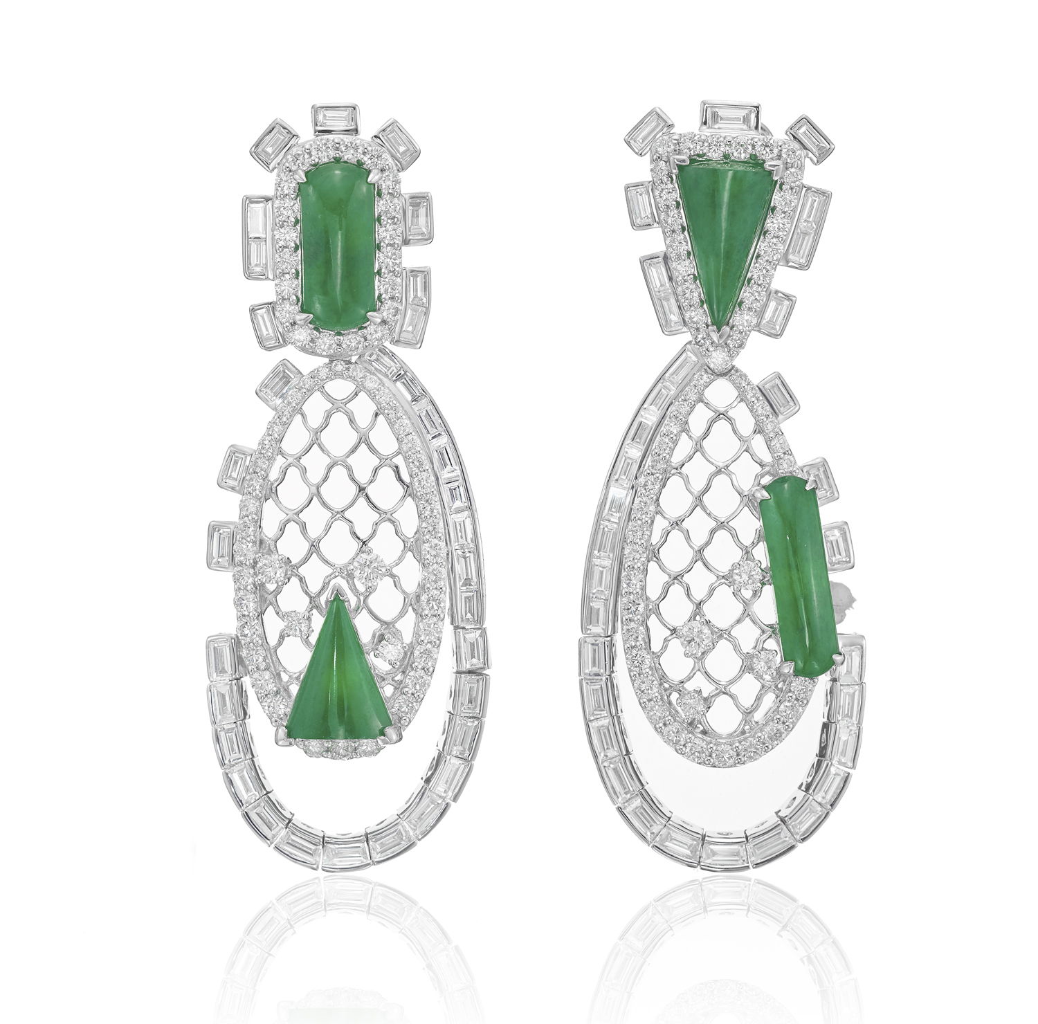 Jade diamond earrings by Sarah Ho